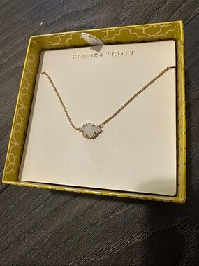 Kendra Scott Gold Necklace with White Druzy Pendant